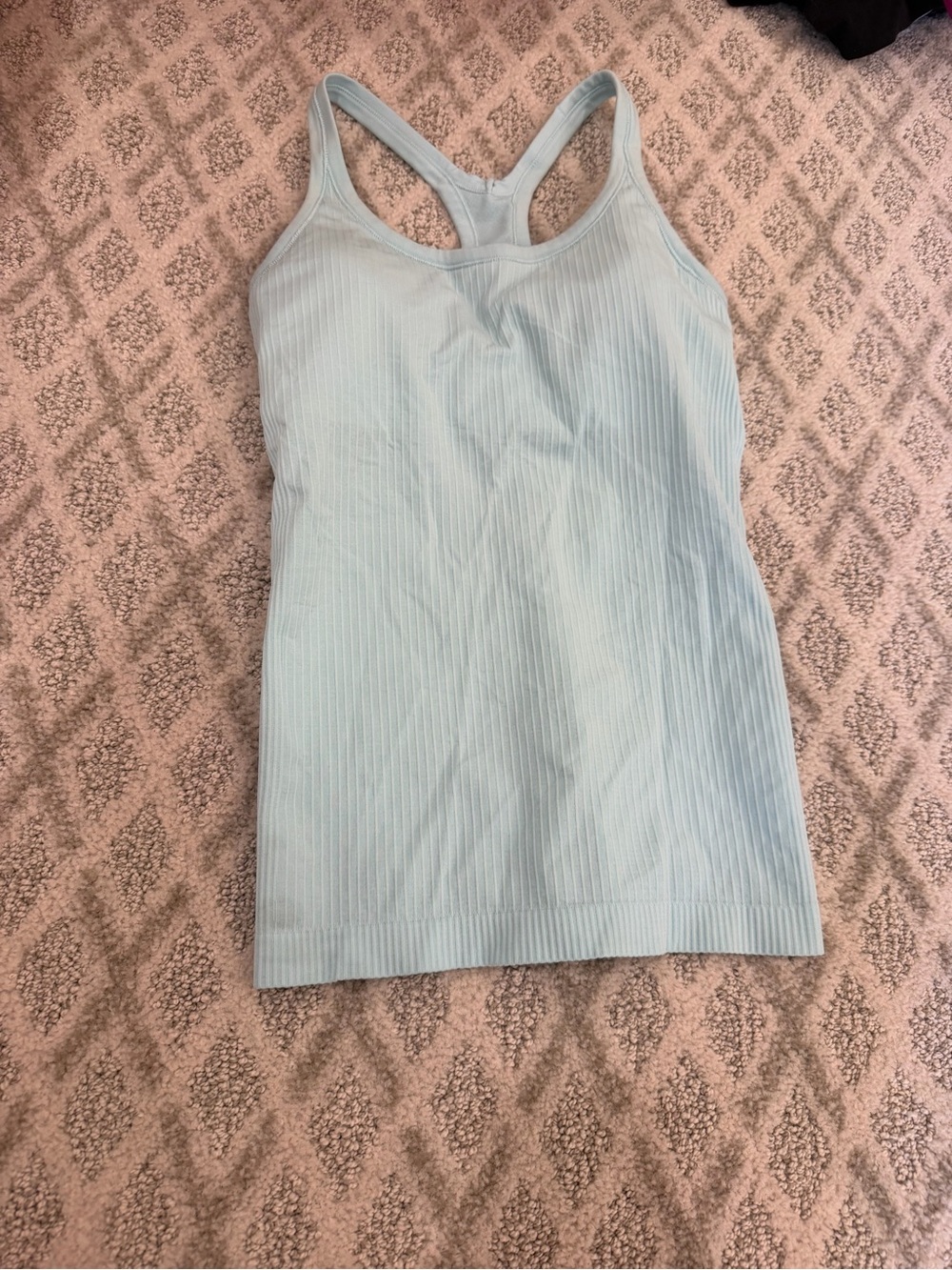 lululemon athletica Light Blue Ribbed Racerback Tank